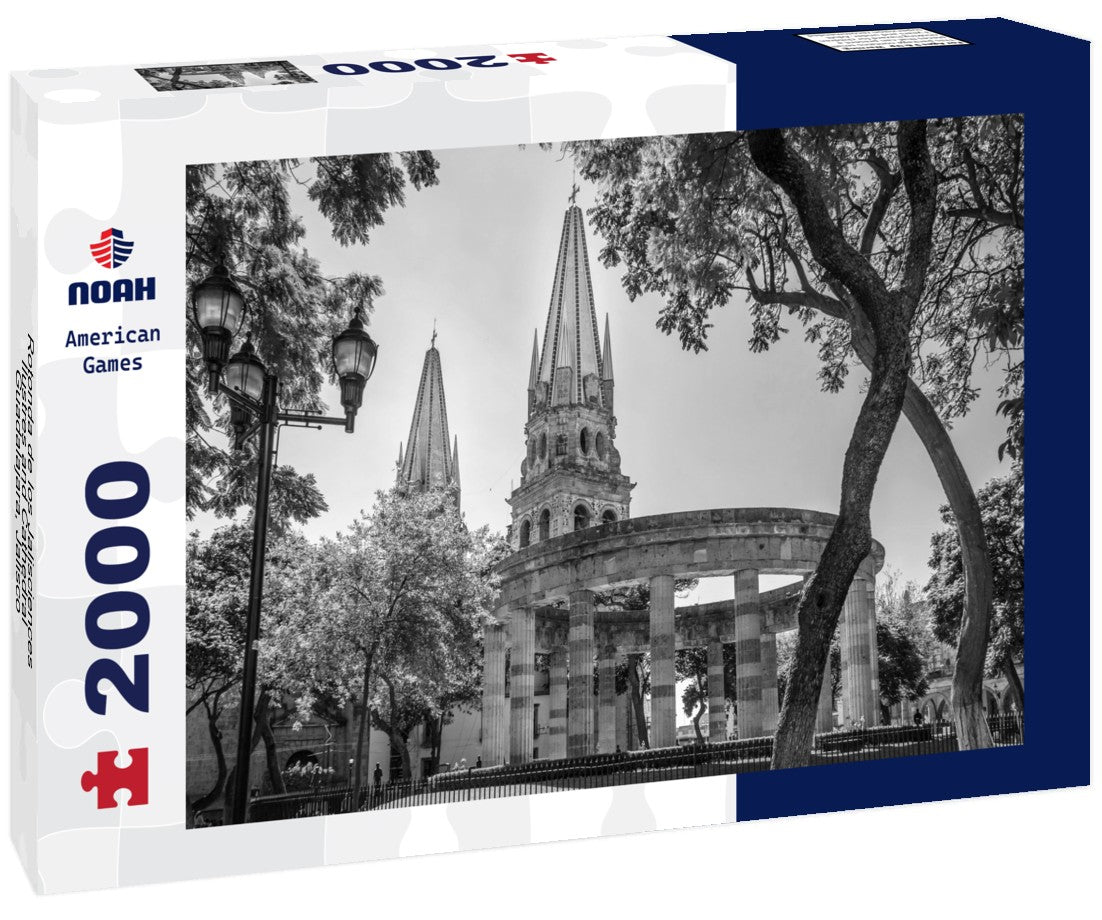 Rotonda de los Jalisciences Ilustres and Cathedral - Guadalajara, Jalisco, Mexico 2000pc PuzzleBlack and White