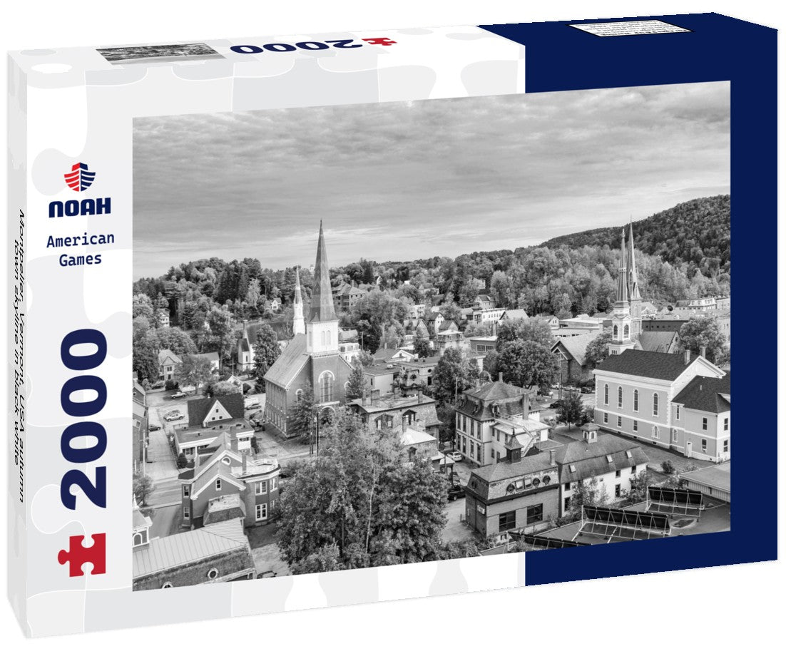 Montpelier, Vermont, USA autumn town skyline 2000pc PuzzleBlack and White