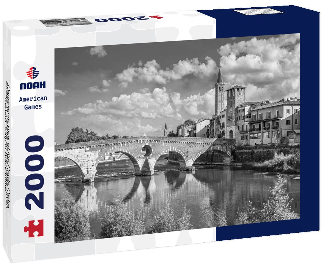 the Ponte Pietra bridge in Verona on the Adige River. Veneto. Italy 2000pc PuzzleBlack and White