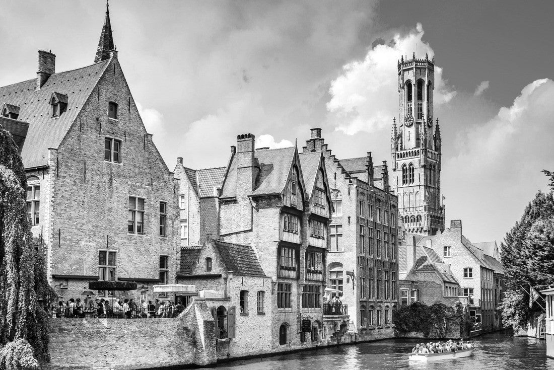 Landscape with water channel in Bruges, “Venice of the North”, cityscape of Flanders, Belgium 2000pc PuzzleBlack and White