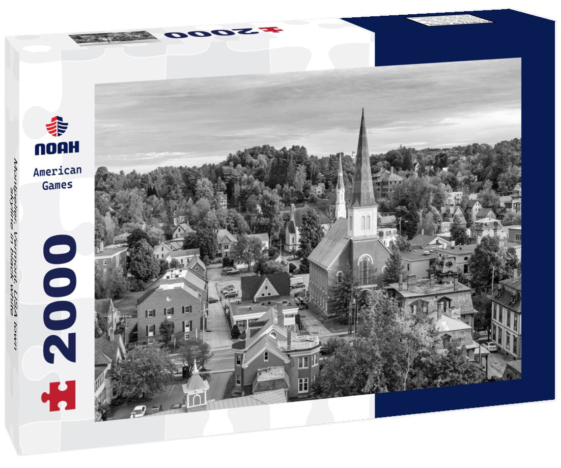 Montpelier, Vermont, USA town skyline 2000pc PuzzleBlack and White