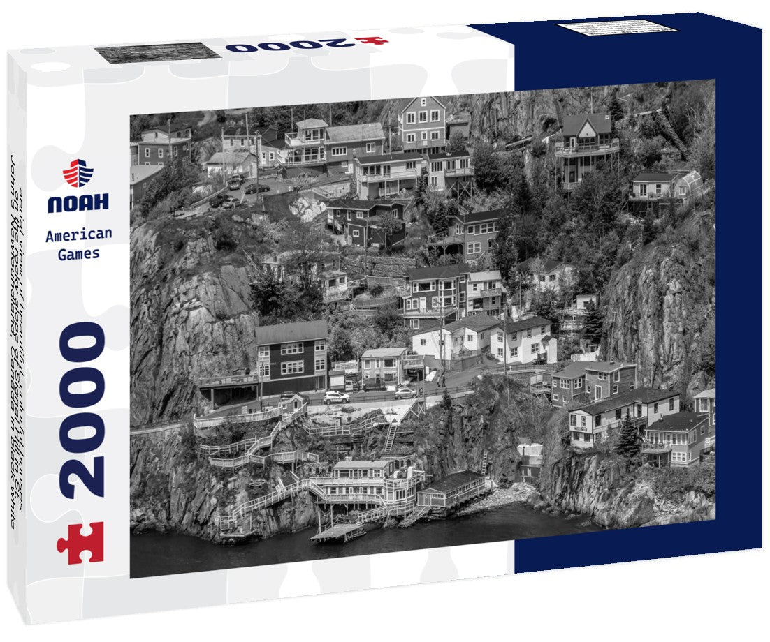 aerial view of beautiful, colorful houses on the rocky slope of Signal Hill in St. John's Newfoundland, Canada 2000pc PuzzleBlack and White