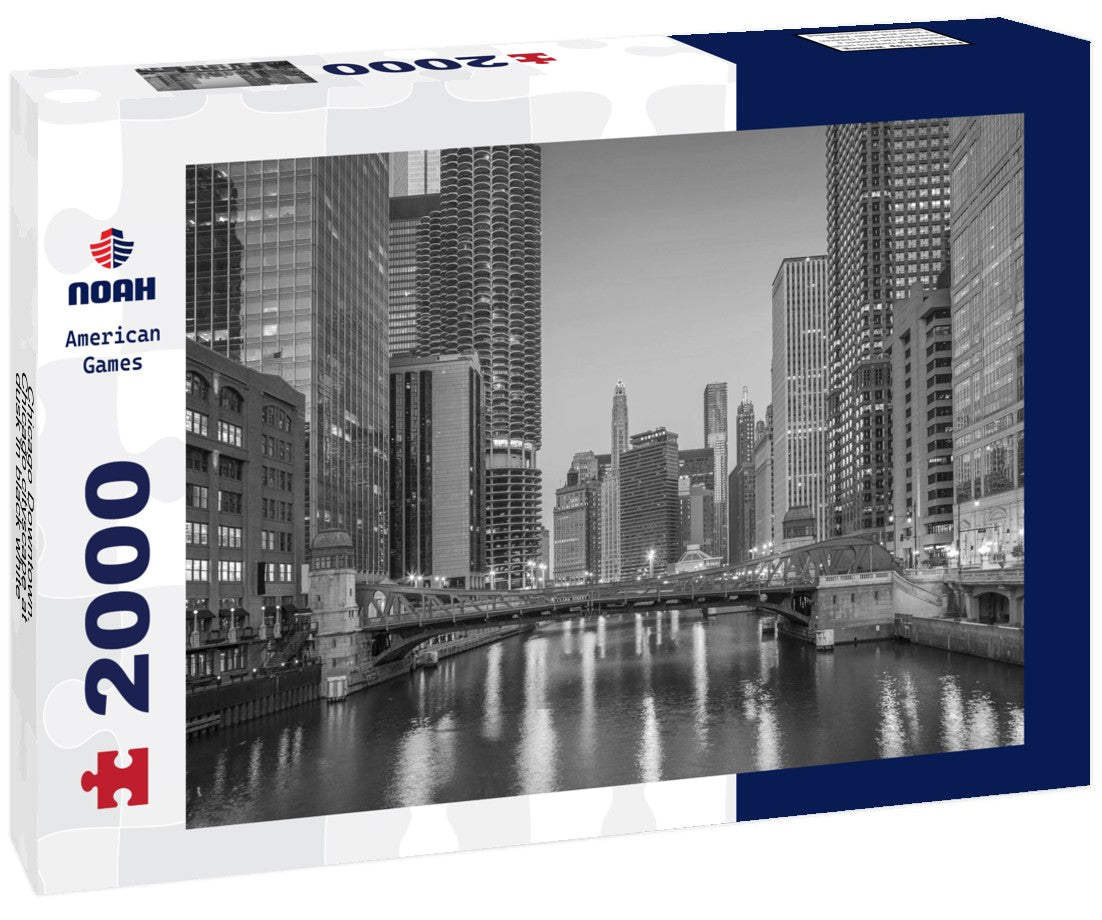Chicago Downtown. Chicago cityscape at dusk 2000pc PuzzleBlack and White