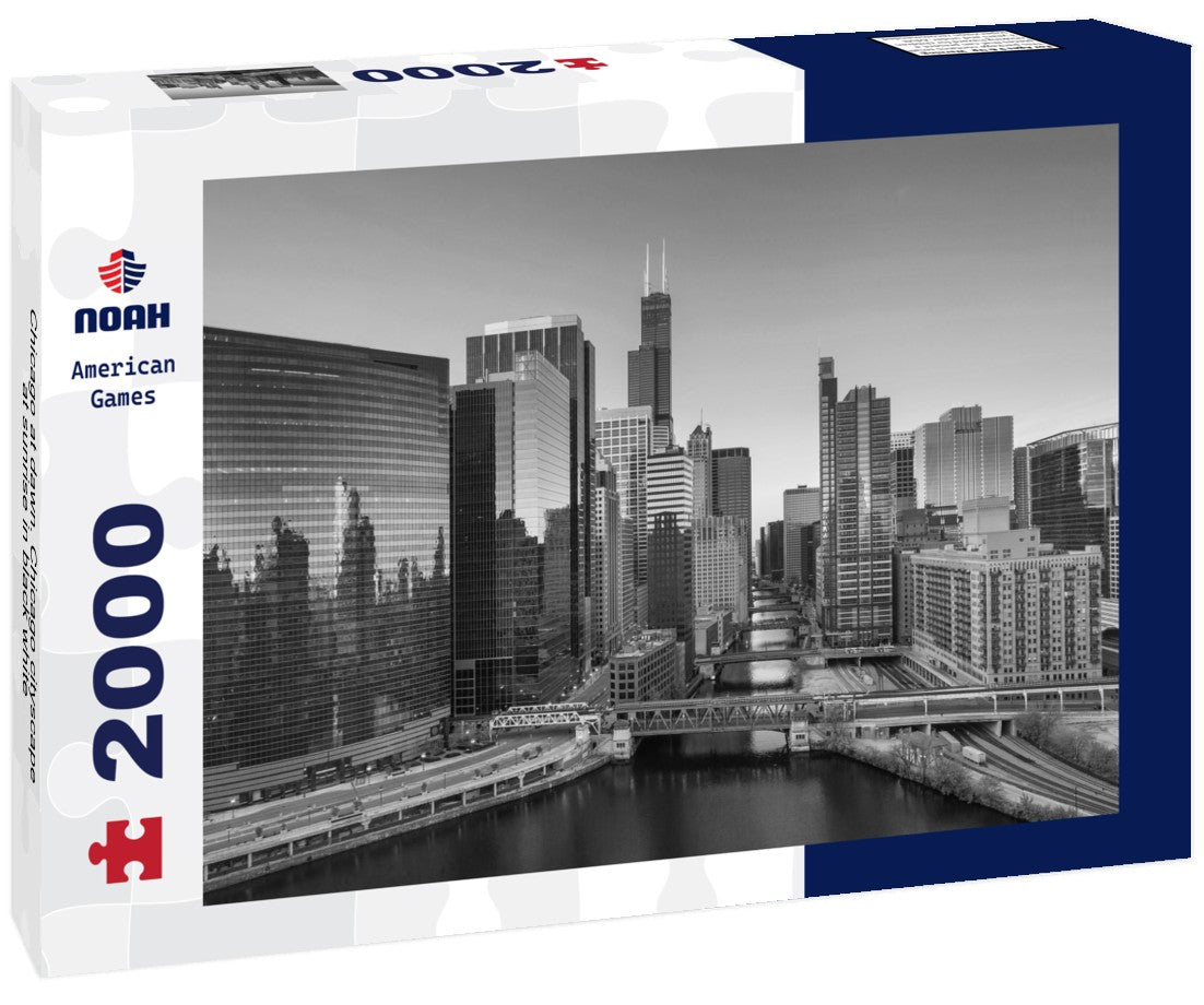 Chicago at dawn. Chicago cityscape at sunrise 2000pc PuzzleBlack and White
