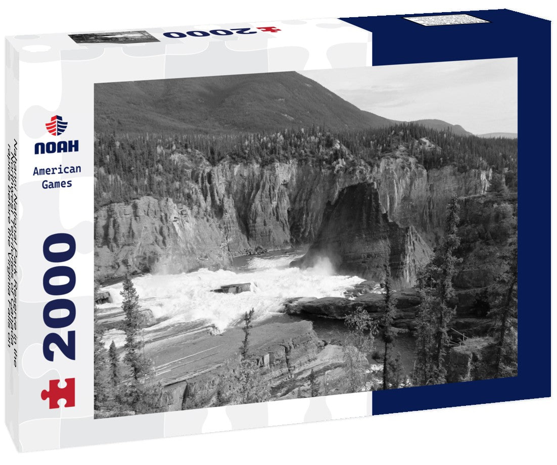 Nahanni National Park Reserve in the Northwest Territories of Canada - rapids before the Virginia Falls on the Nahanni River 2000pc PuzzleBlack and White