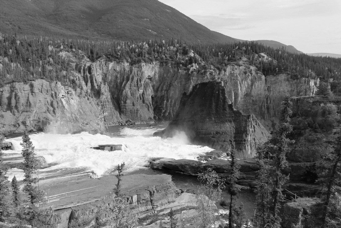 Nahanni National Park Reserve in the Northwest Territories of Canada - rapids before the Virginia Falls on the Nahanni River 2000pc PuzzleBlack and White