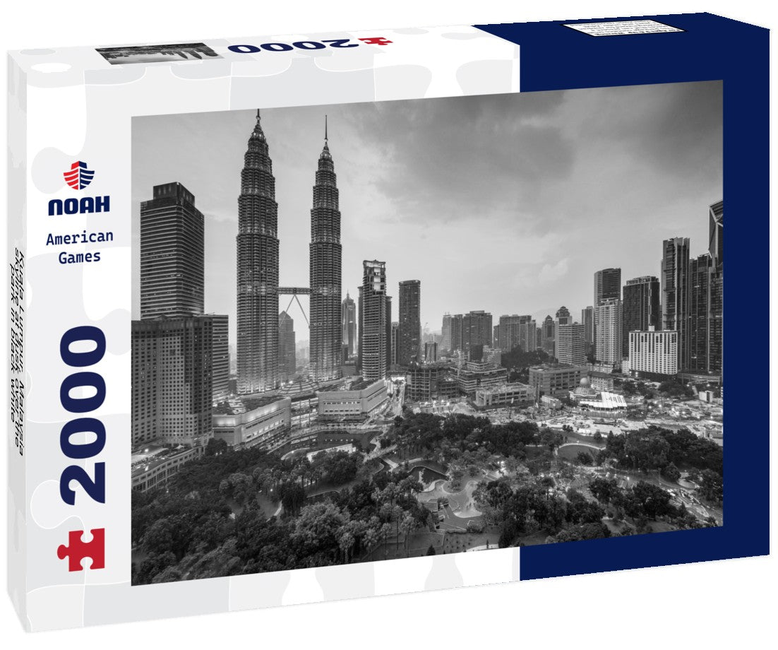Kuala Lumpur, Malaysia skyline at dusk over the park 2000pc PuzzleBlack and White
