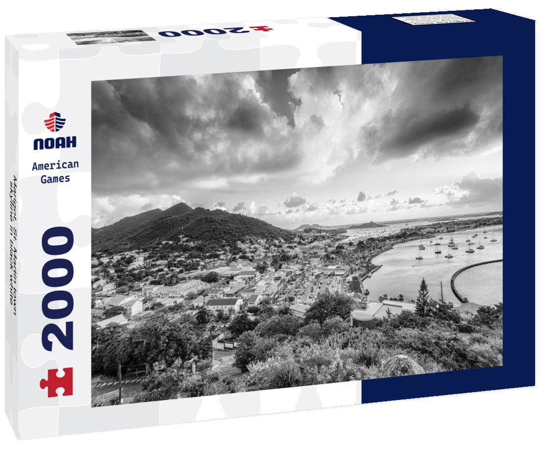 Marigot, St. Martin town skyline 2000pc PuzzleBlack and White