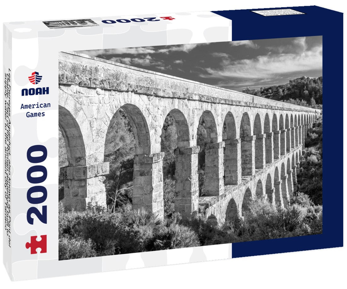 Les Ferreres Aqueduct, also known as Pont del Diable. Part of the Roman aqueduct built to supply water to the ancient city of Tarraco - now Tarragona, Spain 2000pc PuzzleBlack and White