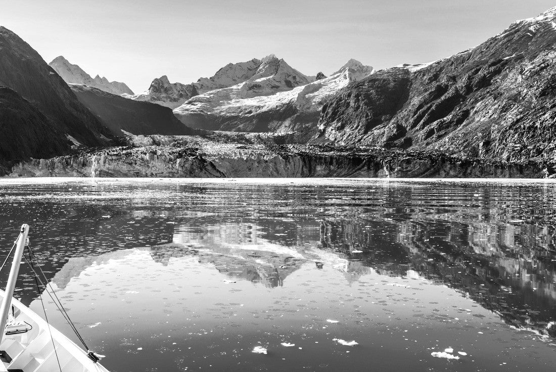Cruise ship in Glacier Bay on the Johns Hopkins Glacier in Alaska, USA. in summer 2000pc PuzzleBlack and White