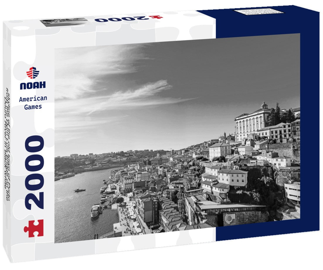skyline of the old town of Porto from the Dom Luis bridge on the Douro River 2000pc PuzzleBlack and White