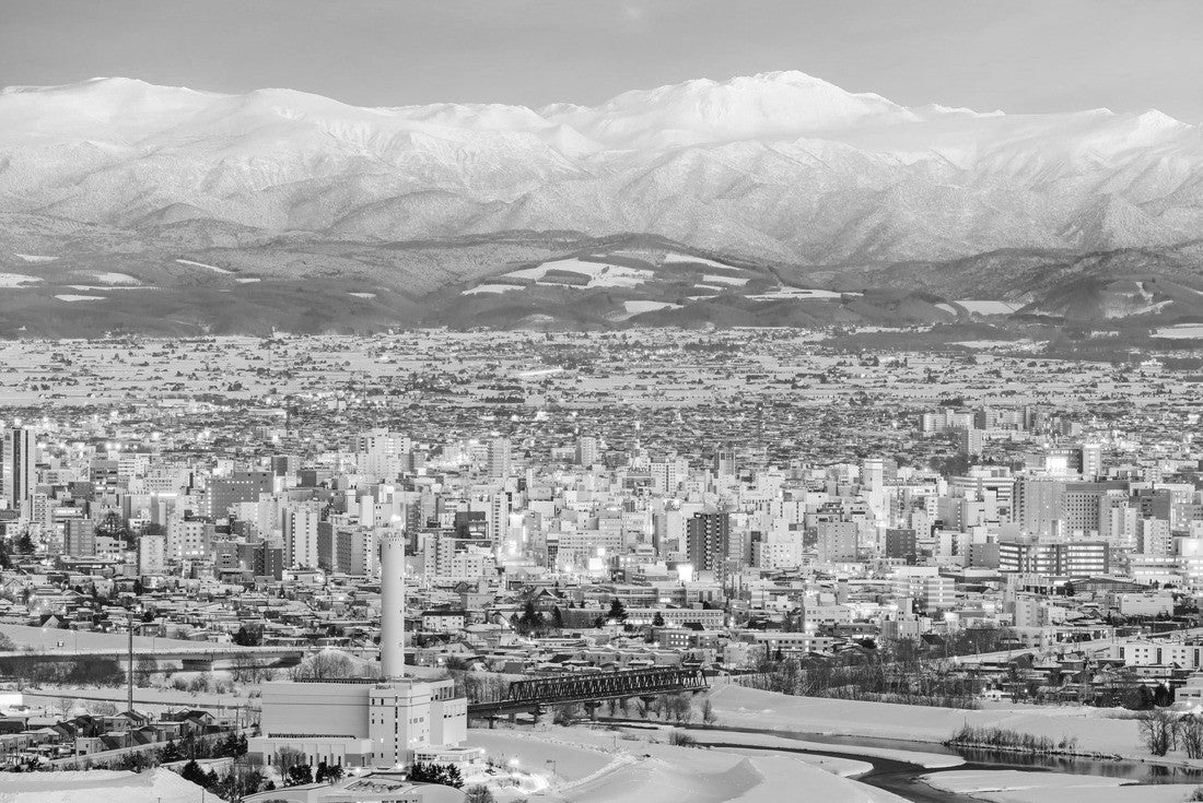 Asahikawa, Japan winter cityscape in Hokkaido 2000pc PuzzleBlack and White