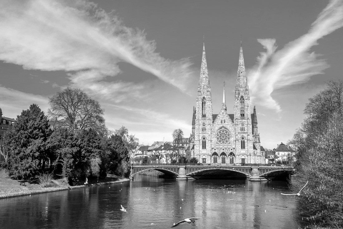 Noah Jigsaw Puzzle Strasbourg Pauls Church in black white 2000 pieces