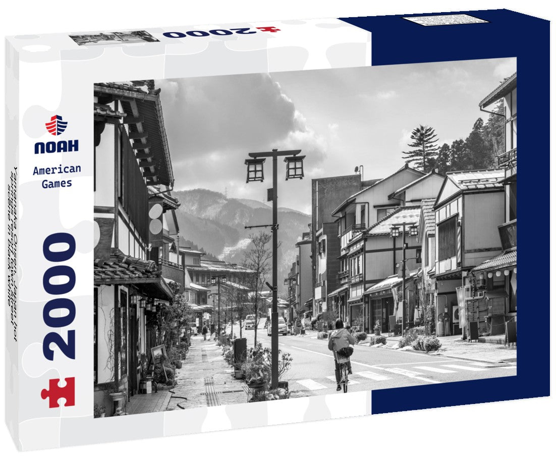 Yamanaka Onsen, Japan hot springs resort town street scene 2000pc PuzzleBlack and White