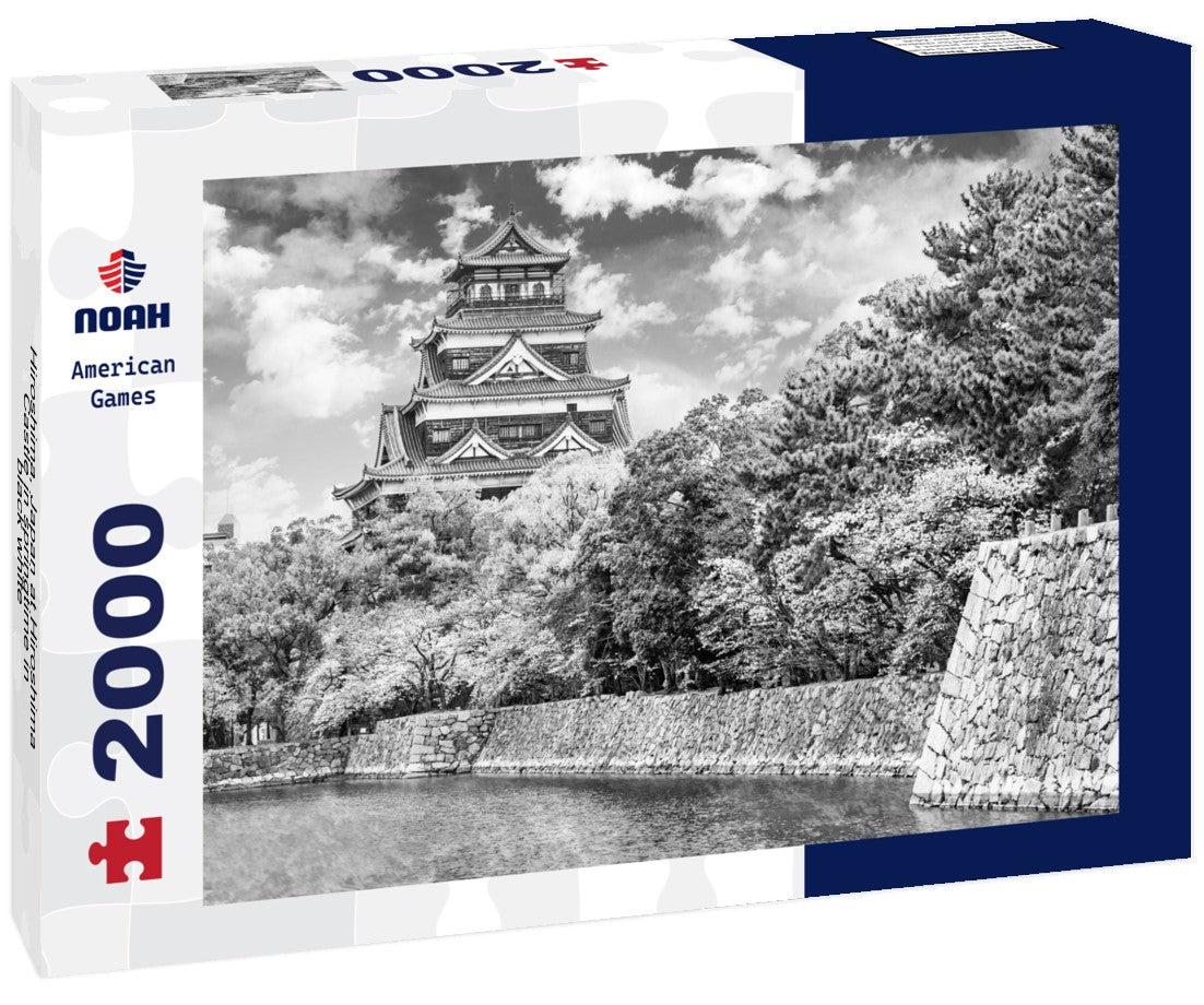 Hiroshima, Japan at Hiroshima Castle in springtime 2000pc PuzzleBlack and White
