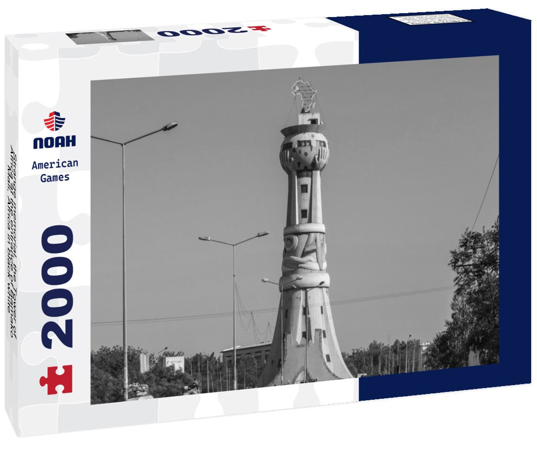 Strange memorial, the Tower of Africa at the entrance of Bamako, Mali, Africa 2000pc PuzzleBlack and White