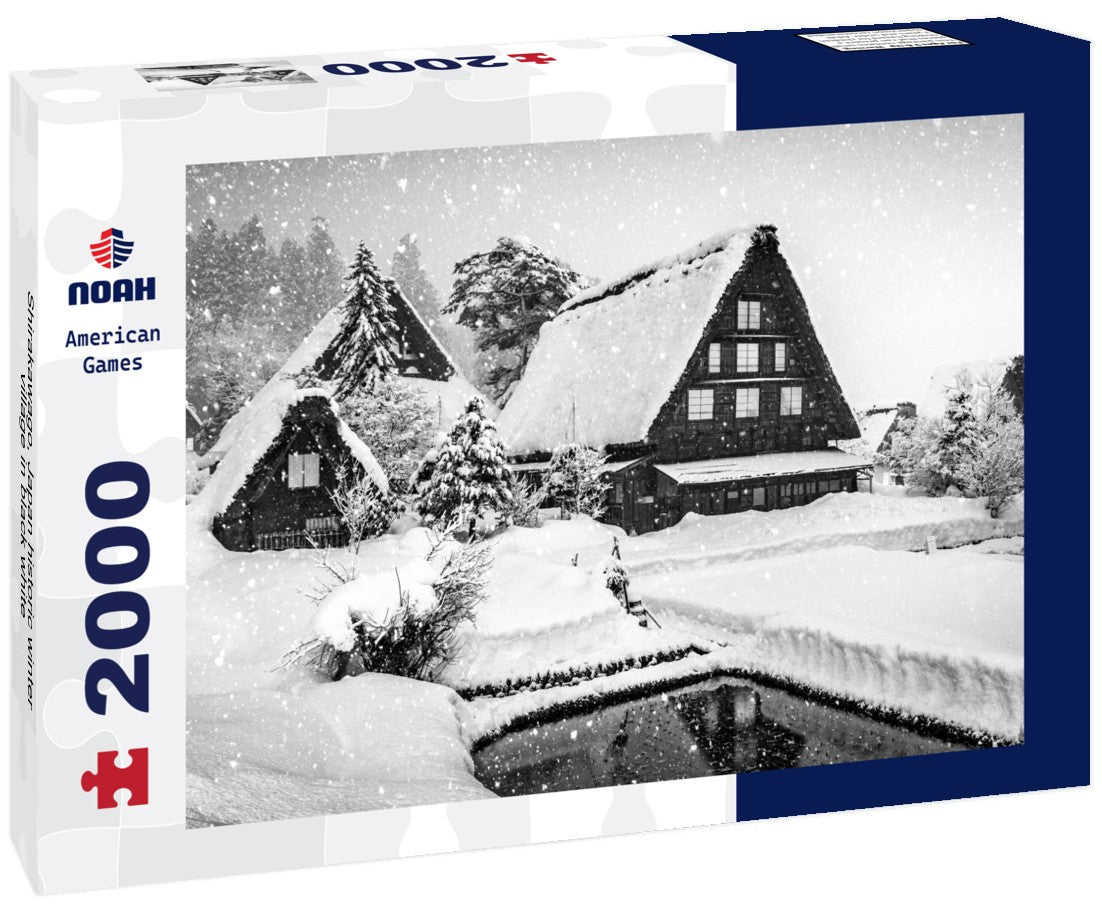 Shirakawago, Japan historic winter village 2000pc PuzzleBlack and White