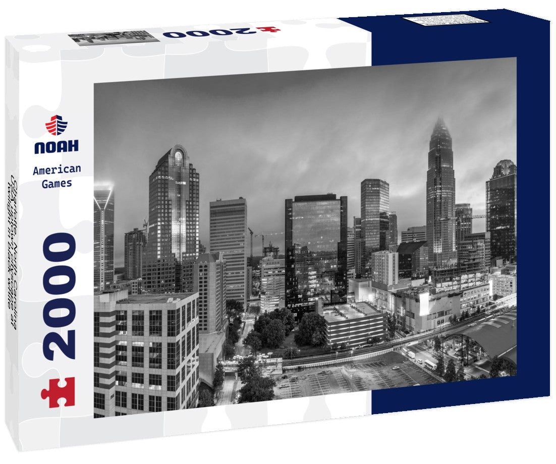 Charlotte, North Carolina, USA uptown cityscape at twilight 2000pc PuzzleBlack and White