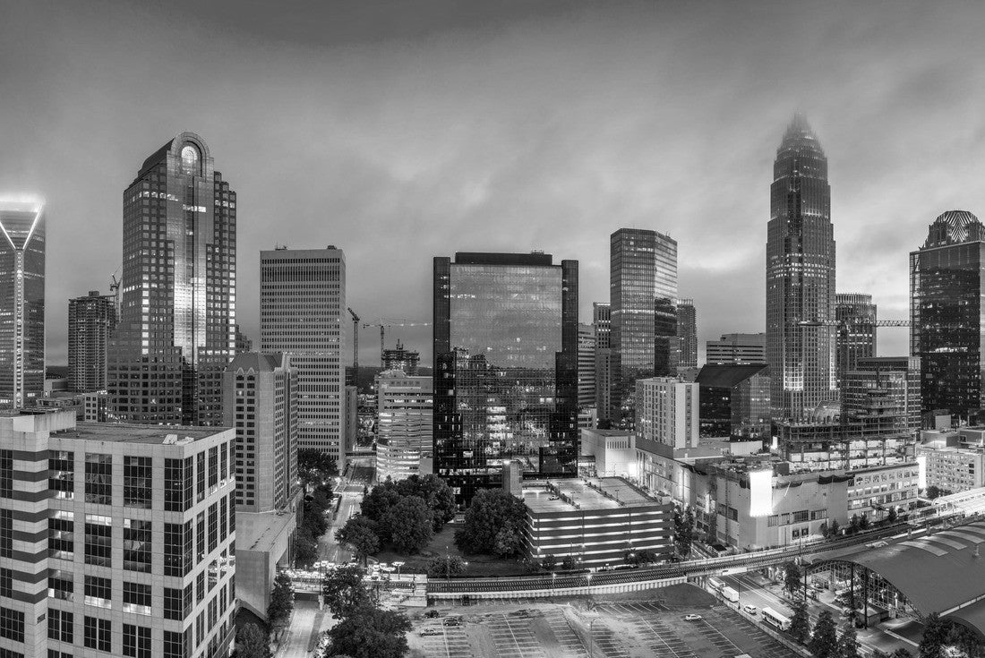 Charlotte, North Carolina, USA uptown cityscape at twilight 2000pc PuzzleBlack and White