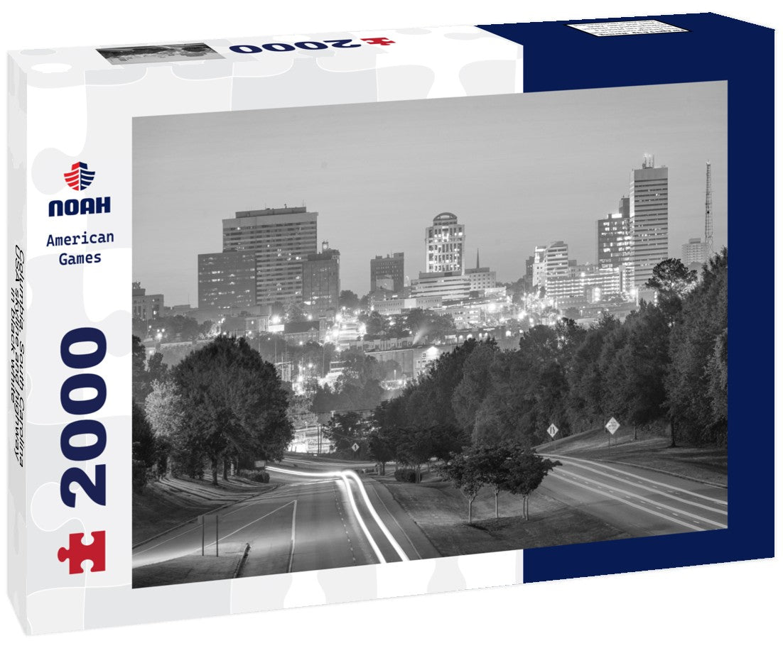 Columbia, South Carolina, USA skyline and highway 2000pc PuzzleBlack and White