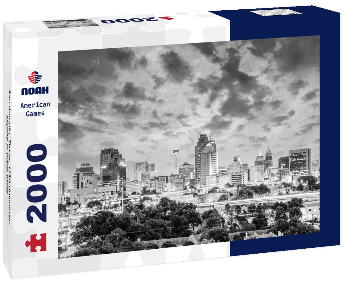 San Antonio, Texas, USA downtown skyline 2000pc PuzzleBlack and White