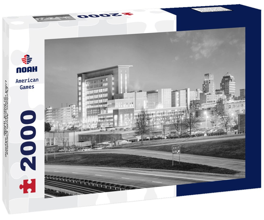 Durham, North Carolina, USA downtown city skyline 2000pc PuzzleBlack and White