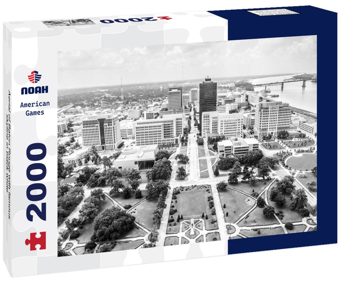 Aerial of Baton Rouge with famous skyline 2000pc PuzzleBlack and White