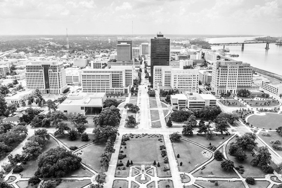 Aerial of Baton Rouge with famous skyline 2000pc PuzzleBlack and White