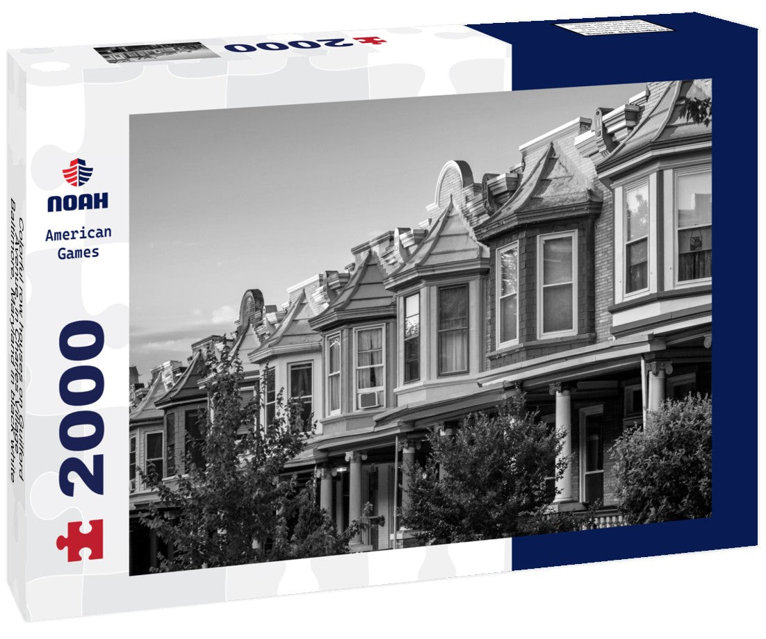 Colorful row houses on Guilford Avenue, in Charles Village, Baltimore, Maryland 2000pc PuzzleBlack and White