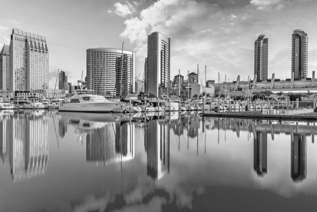 Noah Jigsaw Puzzle San Diego, California, USA Downtown City skyline in black white 2000 pieces