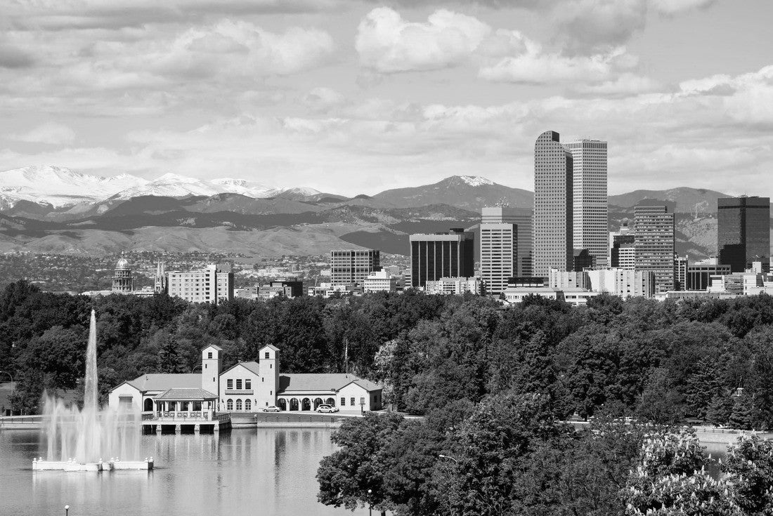 Denver Colorado downtown with City Park 2000pc PuzzleBlack and White
