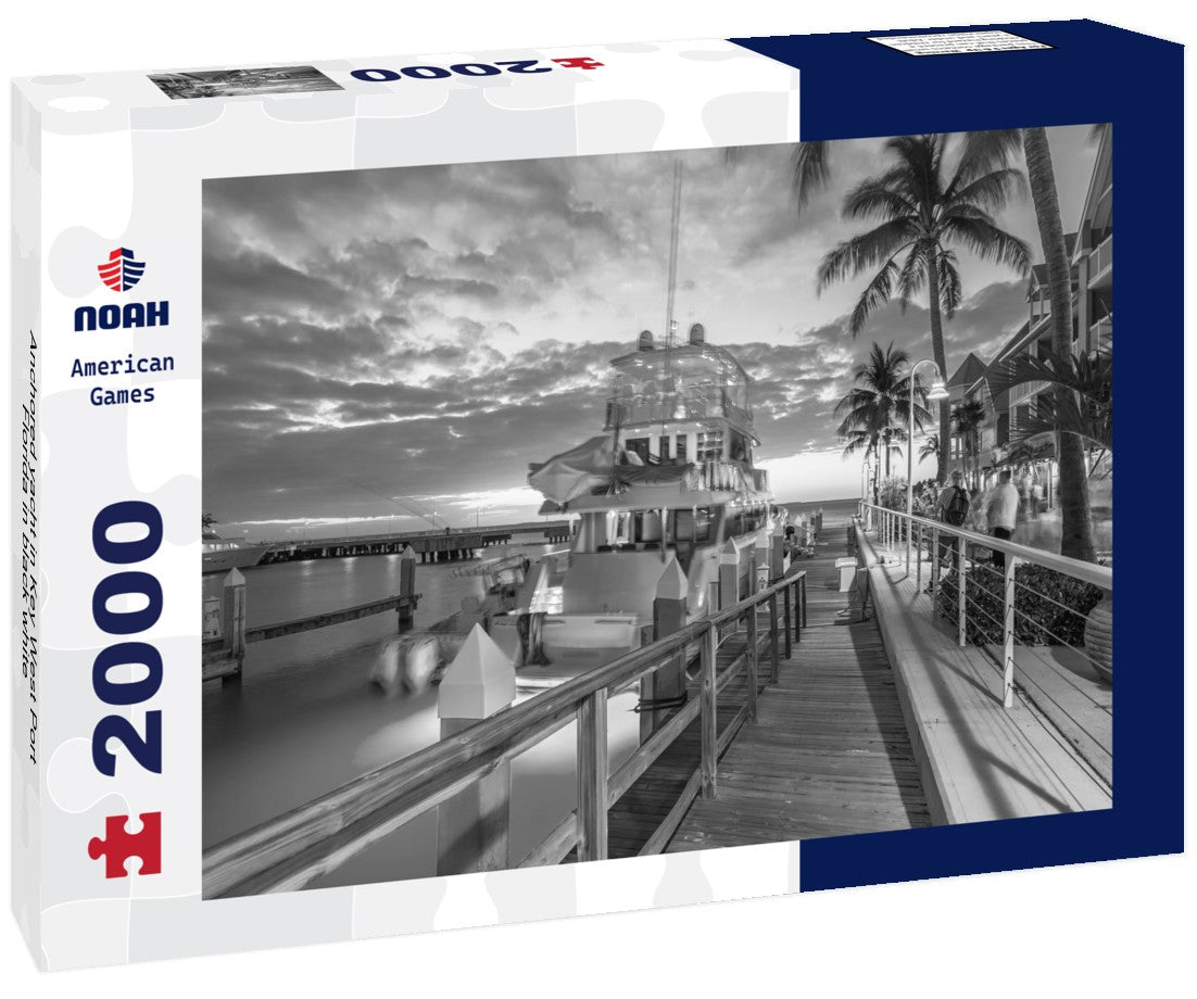 Anchored yacht in Key West Port, Florida 2000pc PuzzleBlack and White
