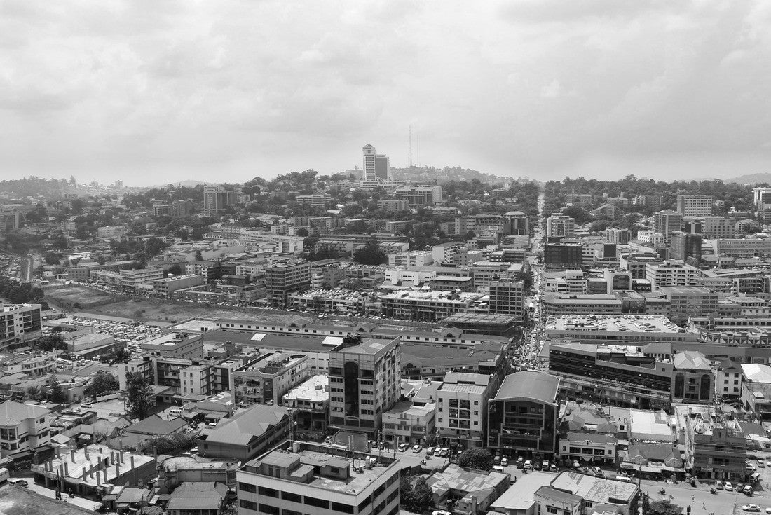 the city of Kampala. View from above from the minaret of the biggest mosque 2000pc PuzzleBlack and White