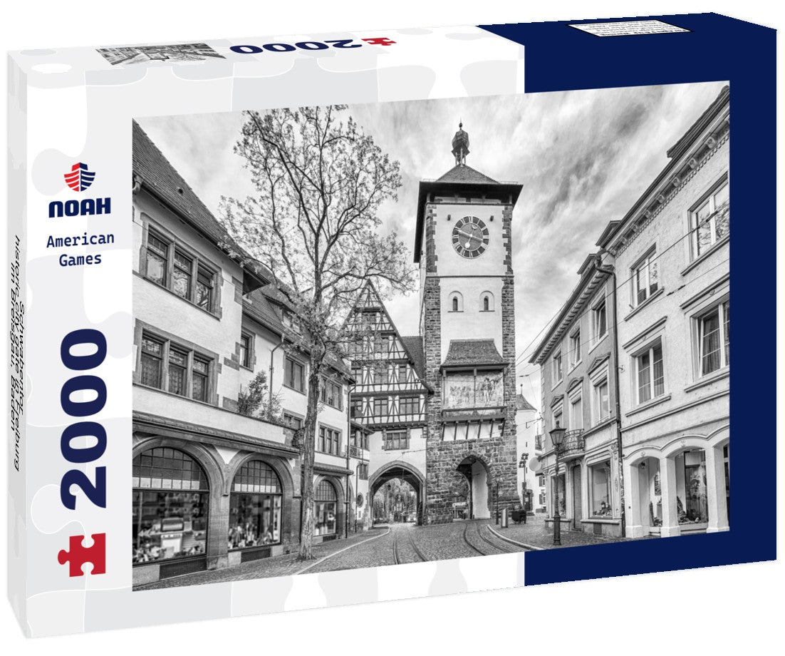 Schwabentor - historic city gate in Freiburg im Breisgau, Baden-Württemberg, Germany 2000pc PuzzleBlack and White