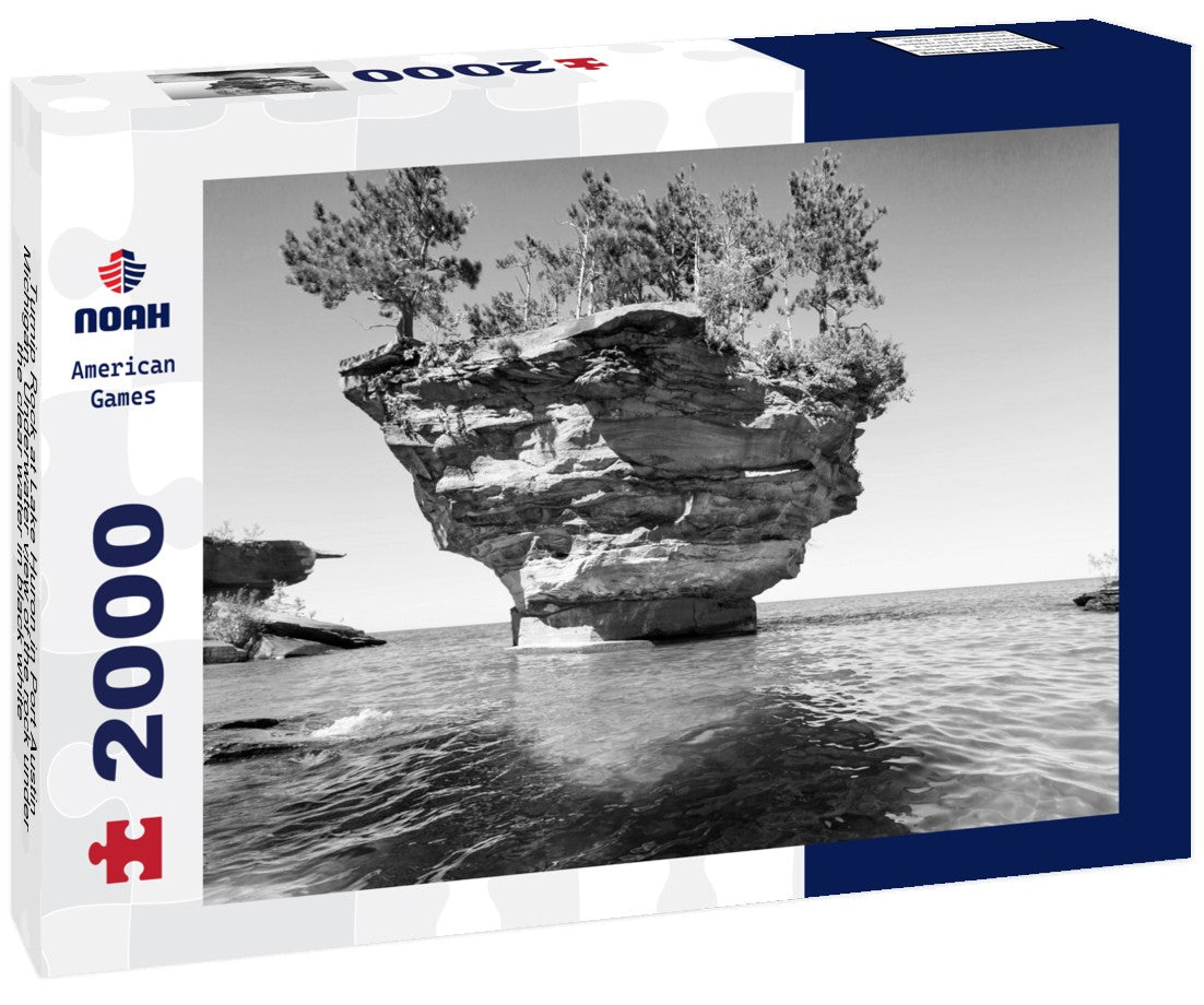 Turnip Rock at Lake Huron in Port Austin Michigan. Underwater view of the rock under the clear water 2000pc PuzzleBlack and White