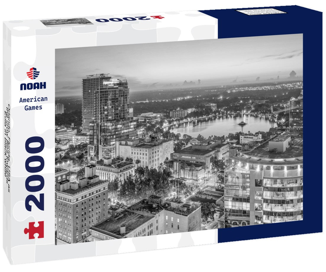 Orlando, Florida, USA as the crow flies towards Eola 2000pc PuzzleBlack and White