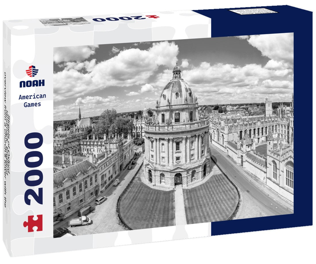 Streets of Oxford - landmark, England - overview from a church's tower with the Bodleian Library and All Souls College,Oxfordshire, England 2000pc PuzzleBlack and White