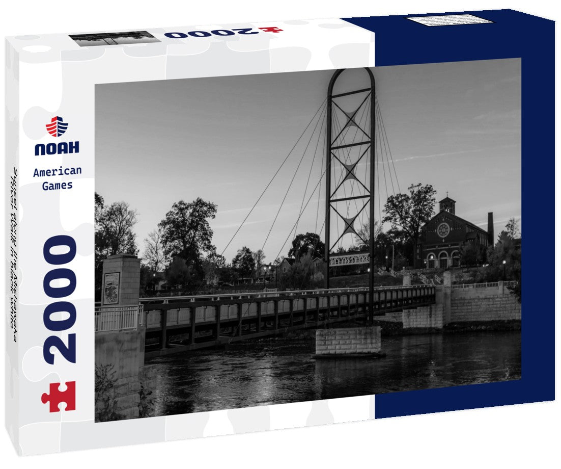 Sunset along the Mishawaka River Walk 2000pc PuzzleBlack and White