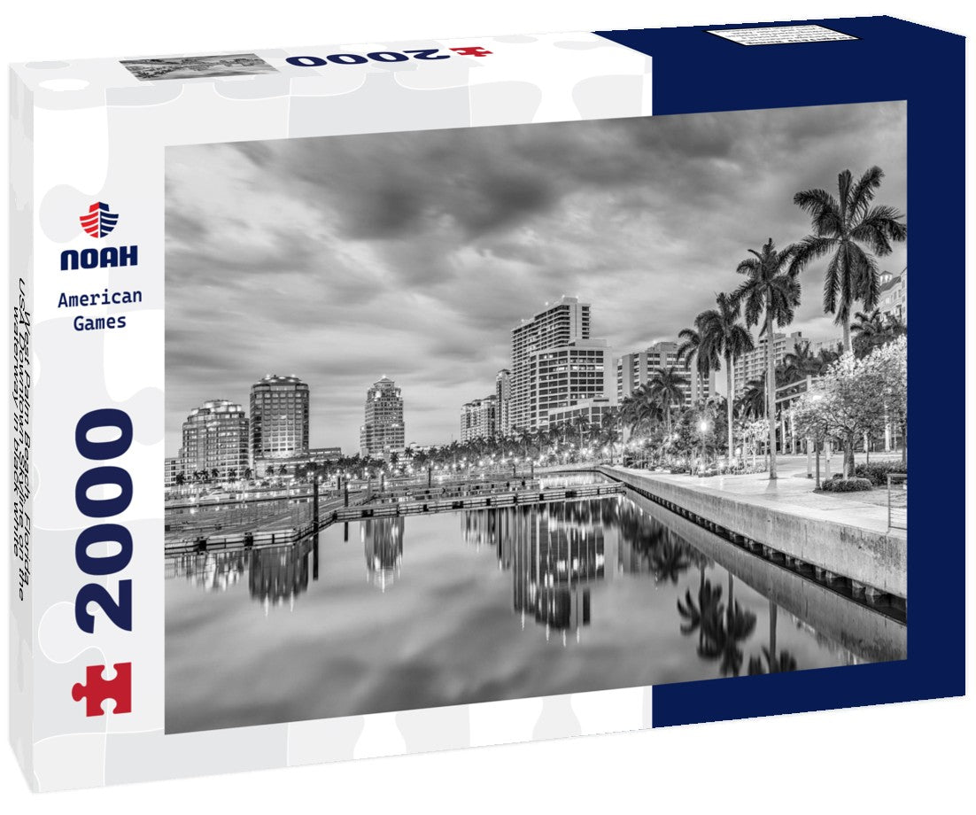West Palm Beach, Florida, USA Downtown Skyline on the waterway 2000pc PuzzleBlack and White