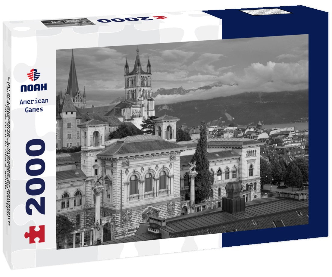 City of Lausanne. Cityscape of downtown Lausanne, Switzerland during twilight blue hour 2000pc PuzzleBlack and White