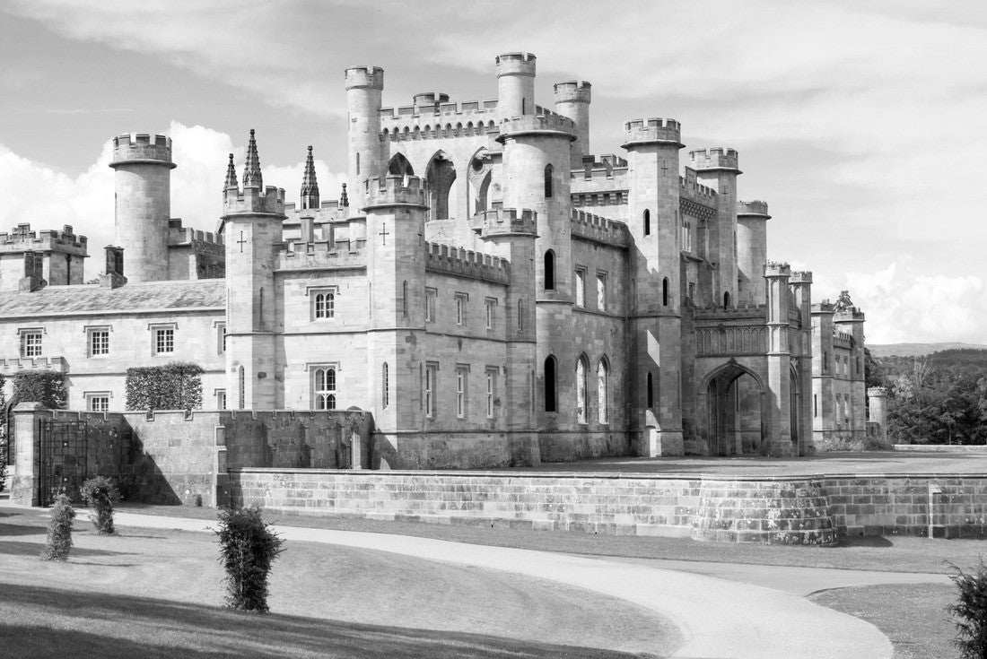 Noah Jigsaw Puzzle Lowther Castle, Lowther Park, Lake District, England, UK Photo of an English Castle viewed from driveway in black white 2000 pieces