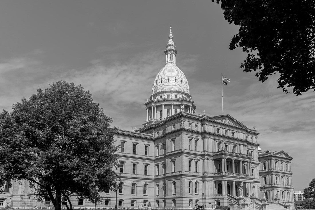 The Michigan State Capitol is the building housing the Michigan state legislature 2000pc PuzzleBlack and White