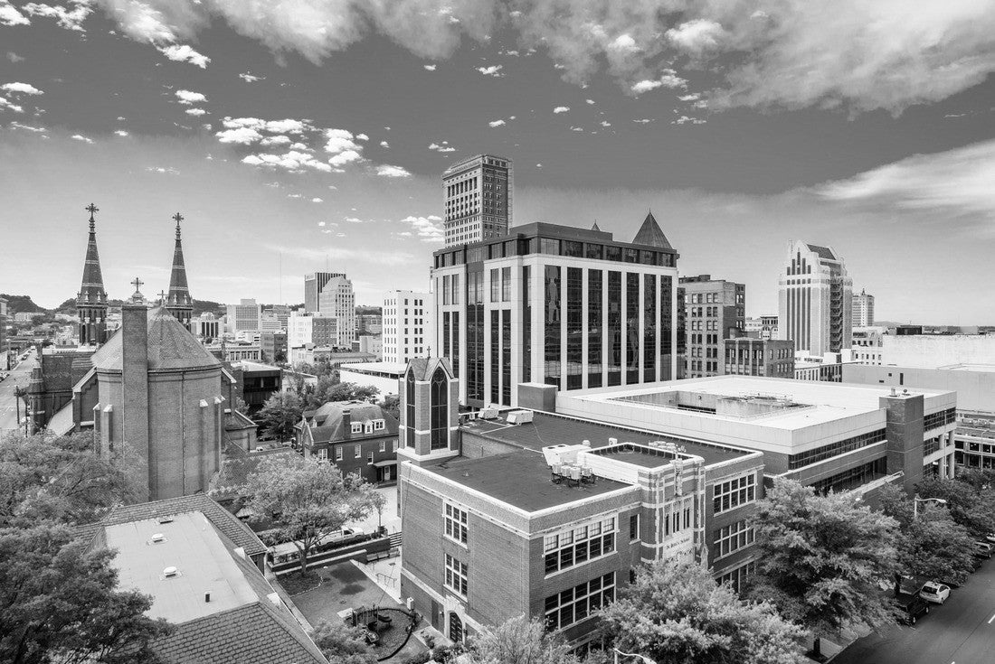 Noah Jigsaw Puzzle Birmingham, Alabama, USA downtown city skyline in black white 2000 pieces