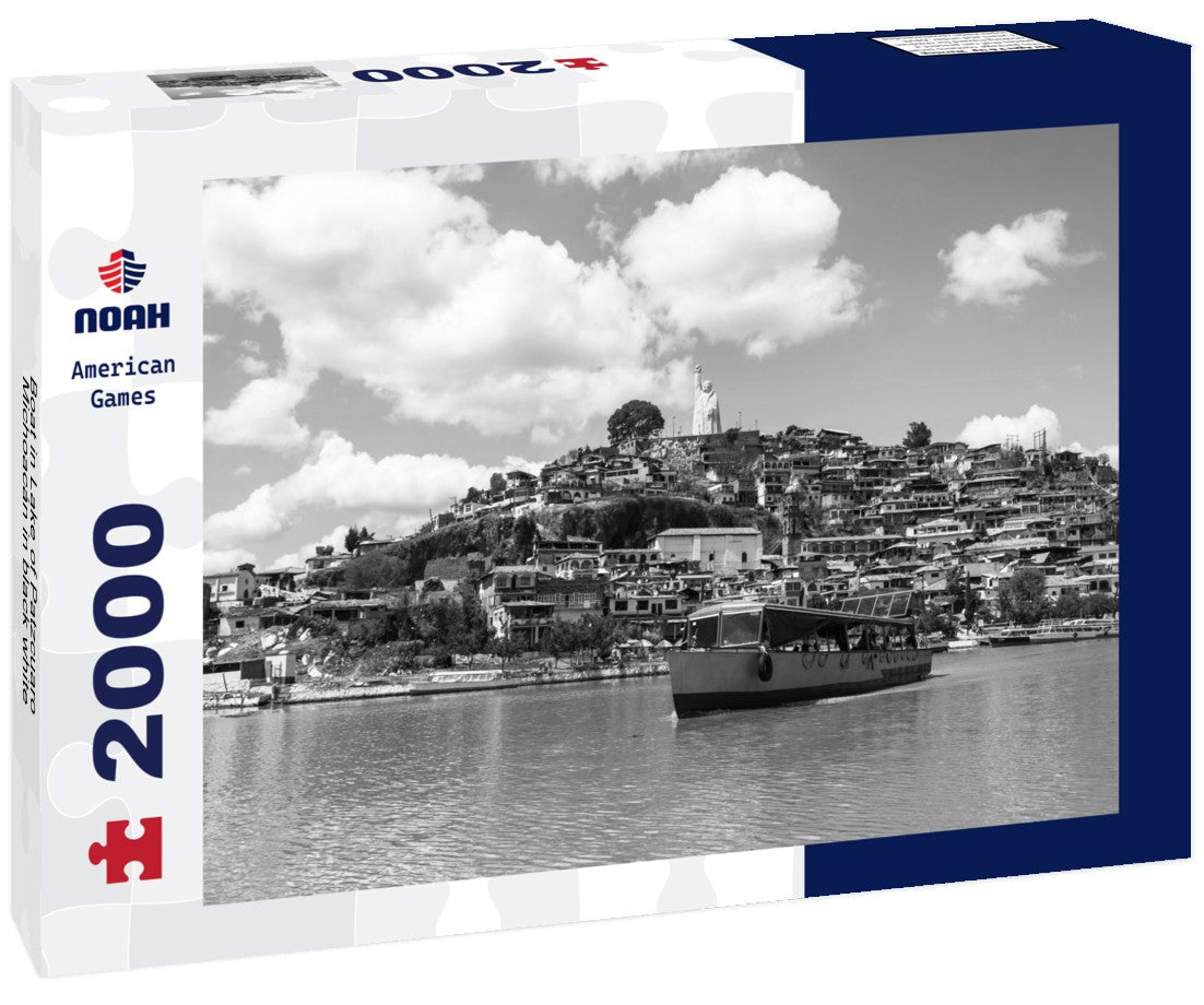 Noah Jigsaw Puzzle Boat in Lake of Patzcuaro Michoacán in black white 2000 pieces