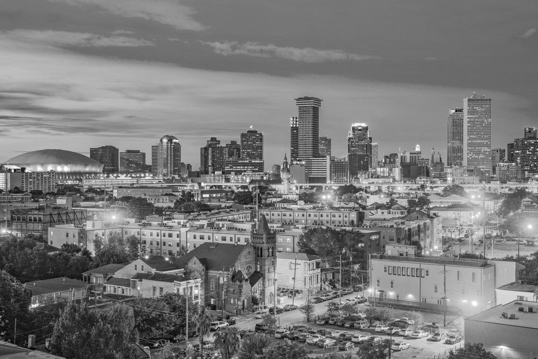 Noah Jigsaw Puzzle New Orleans, Louisiana downtown city skyline in black white 2000 pieces