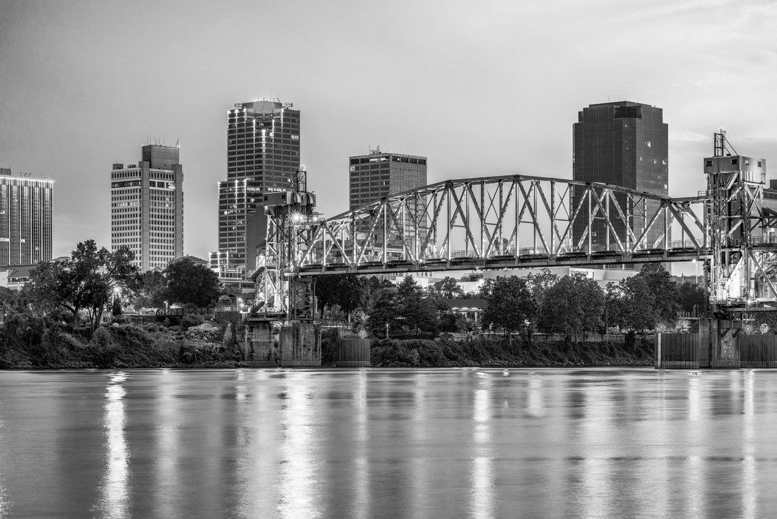Little Rock, Arkansas, USA Downtown skyline on the Arkansas River 2000pc PuzzleBlack and White