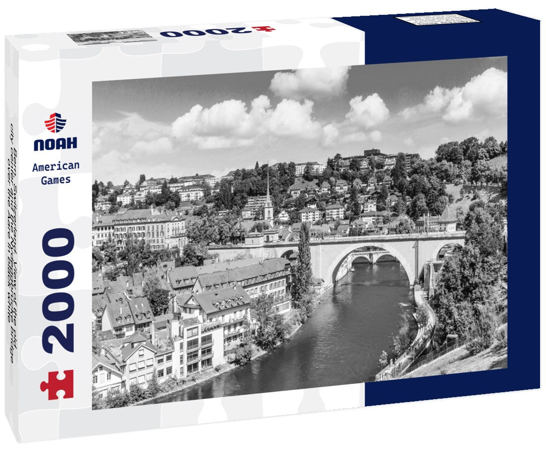 Bern, Switzerland. View of the old city center and the Nydeggbrücke bridge over the Aare 2000pc PuzzleBlack and White