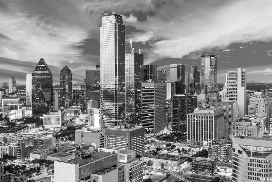 Dallas, Texas, USA Downtown skyline 2000pc PuzzleBlack and White