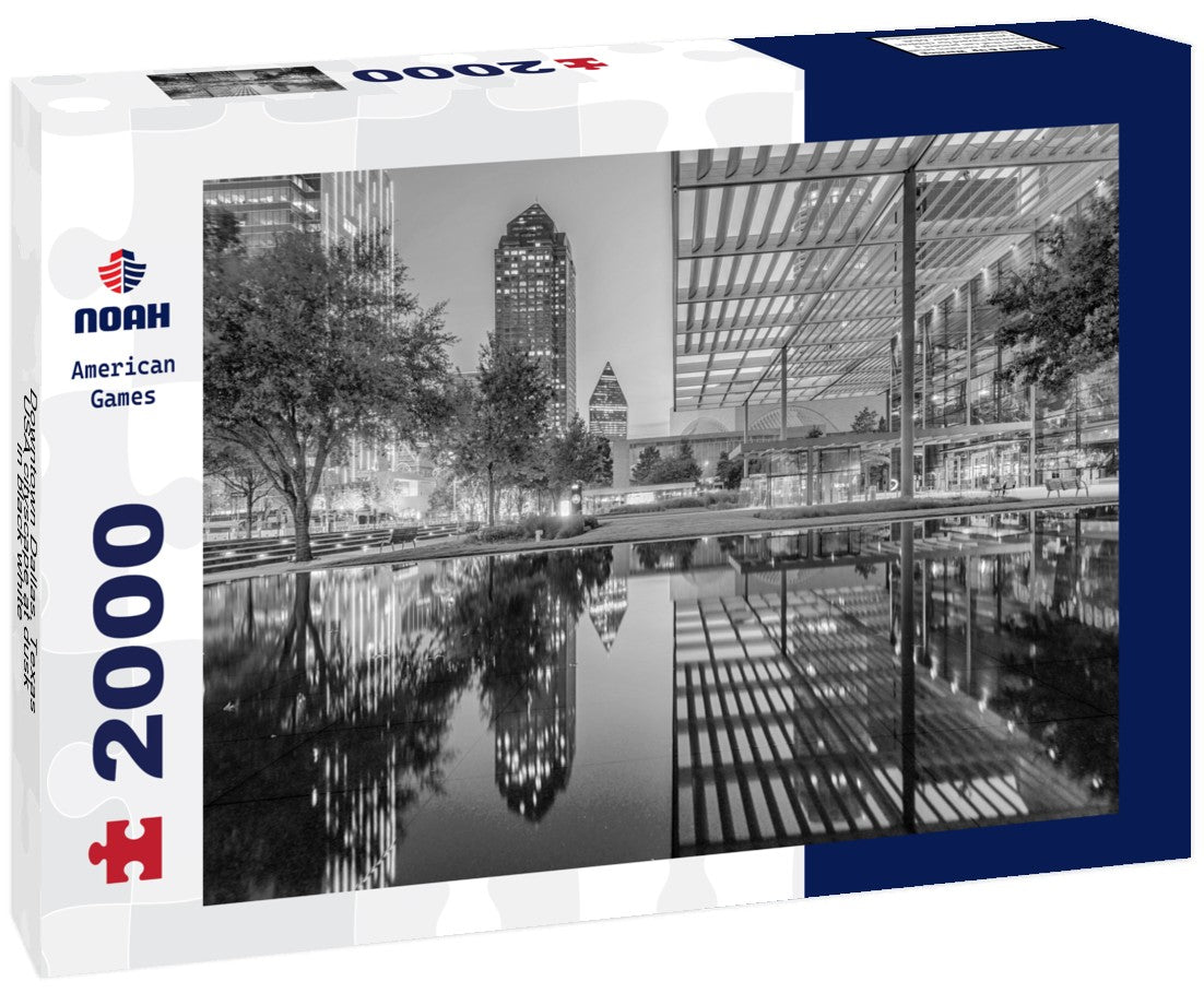 Downtown Dallas, Texas, USA cityscape at dusk 2000pc PuzzleBlack and White