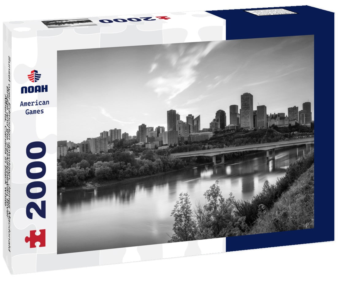 Sunset over Edmonton downtown, James Macdonald Bridge and the Saskatchewan River, Alberta, Canada 2000pc PuzzleBlack and White